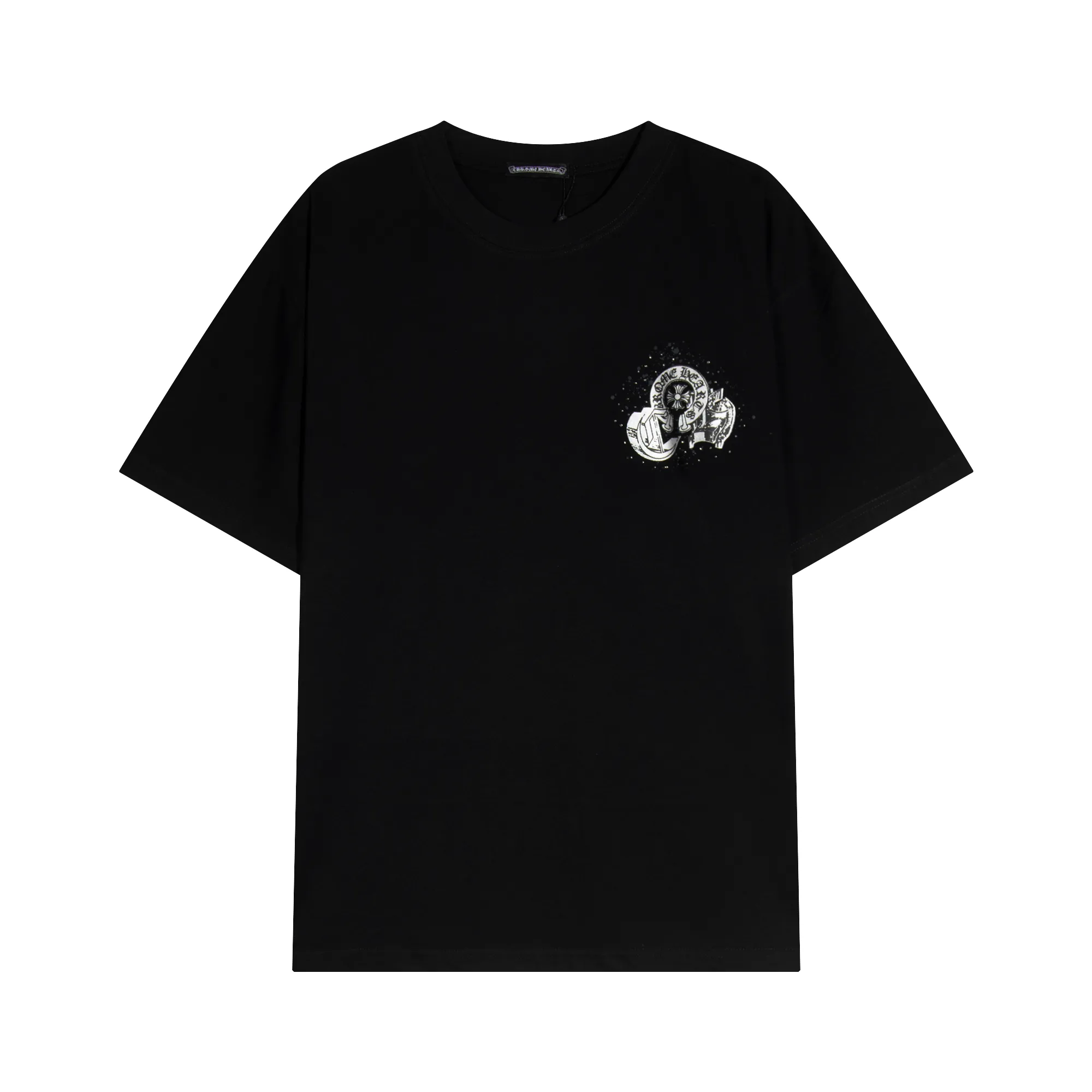 P170 Chrome Hearts Chrome Hearts Inkjet Gypsophila Hot Diamond Sanskrit Short Sleeves Size: SMLXL Color: Black White